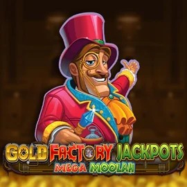 Gold Factory Jackpots Mega Moolah slot visual from Aurum Signature Studios available on slotosport-casino.uk